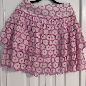 Milly Pink Floral Lace A-Line Skirt